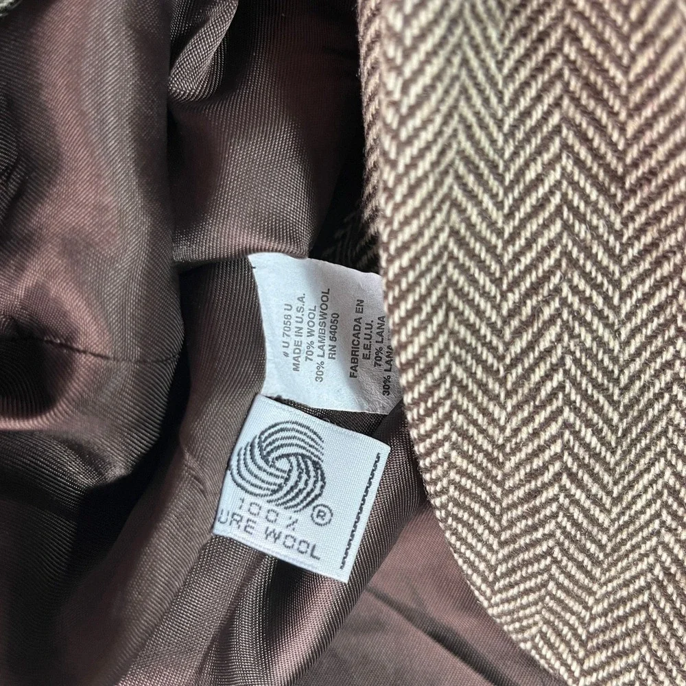 Lauren Ralph Lauren Blazer Women 4 Brown Good Herringbone Wool 4-Button USA Made